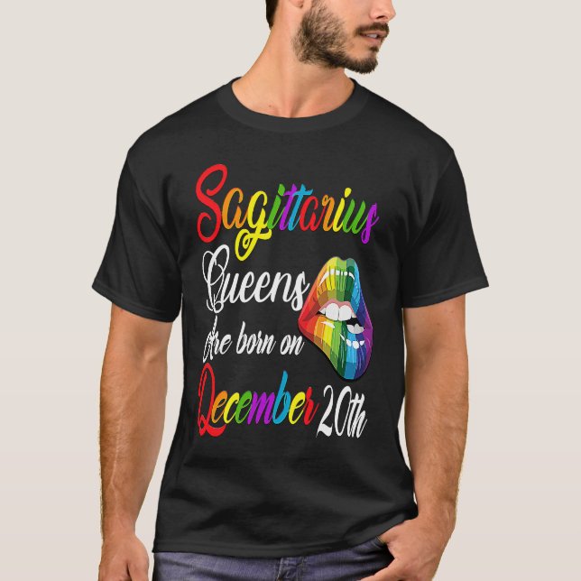 Camiseta Queens Are Born on December 20th Rainbow Lips Sagi (Frente)