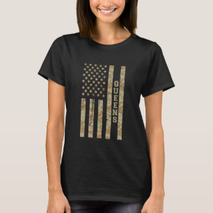 Camiseta Queens Borough Nova York Camuflagem Desert Distres