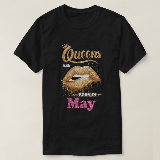Camiseta Queens Negras De Batom São Nasceres Em Maio, Gif D (Frente do Design)