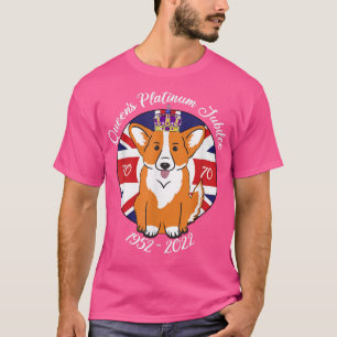 Camiseta QUEENS PLATINUM JUBILEE 1952 2022 Corgi em Multidã