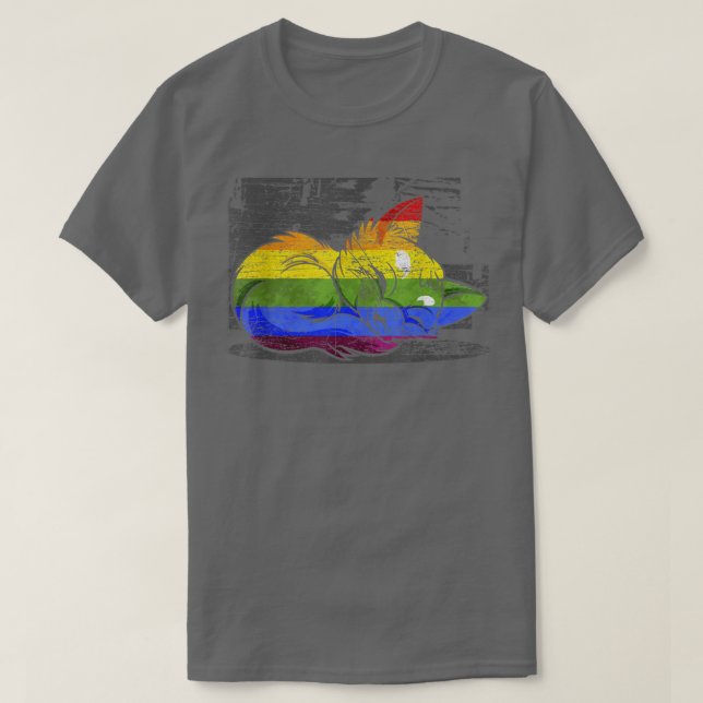 Camiseta Queer Rainbow Flag Cat Lover Gay Pride Month LGBTQ (Frente do Design)