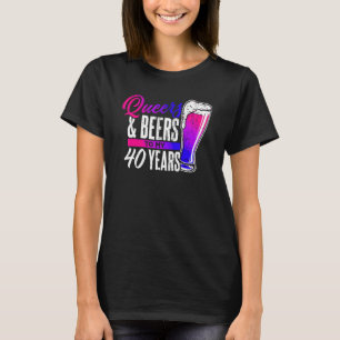 Camiseta Queers and Beers To My 40 Anos Bisexual Orgulho 40