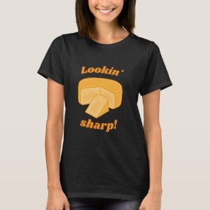 Camiseta Queijo Cheddar Afiado Olhando Queijo Engraçado Pun