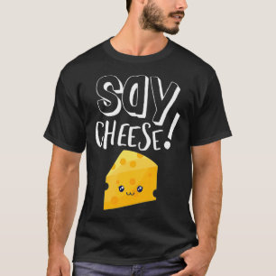 Camiseta Queijo de giz e fotografia de sorriso Engraçado Fo