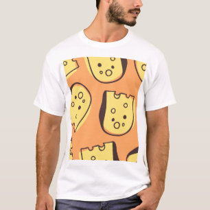 Camiseta Queijo Desenhado À Mão: Padrão Artístico Sem Vista