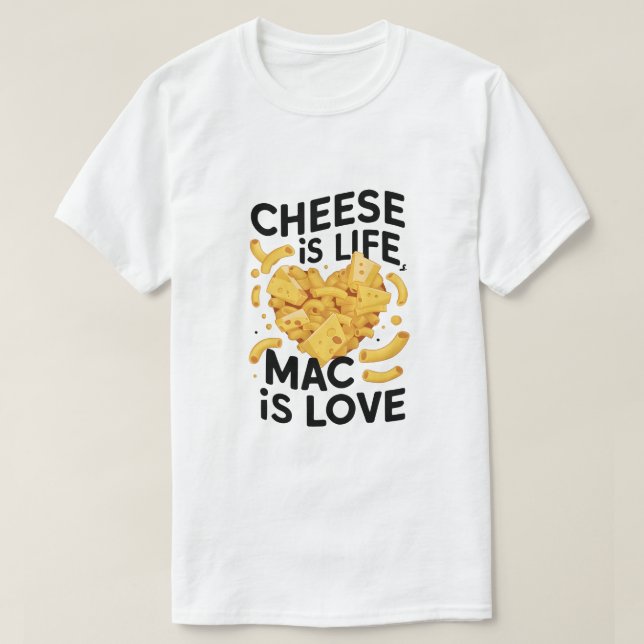 Camiseta Queijo é vida, Mac é amor (Frente do Design)