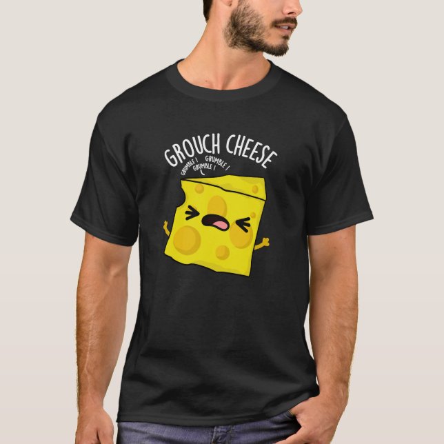 Camiseta Queijo Engraçado Queijo Engraçado Pun Dark BG (Frente)