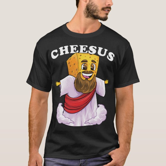 Camiseta Queijo Jesus Cristo Queijo Engraçado Cristão Pun C (Frente)