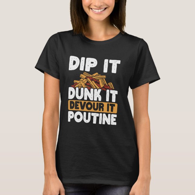 Camiseta Queijos Curdos Fries franceses Quebec Poutine indu (Frente)