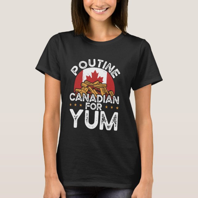 Camiseta Queijos Curdos Fries franceses Quebec Poutine indu (Frente)