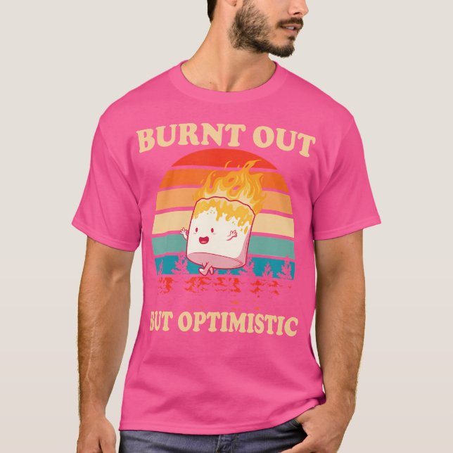 Camiseta Queimado, Mas Otimista Marshmallow Retro Sunset (Frente)