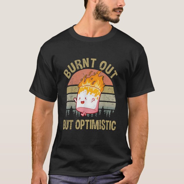 Camiseta Queimado, Mas Otimista, Retro Vintage Sunset (Frente)