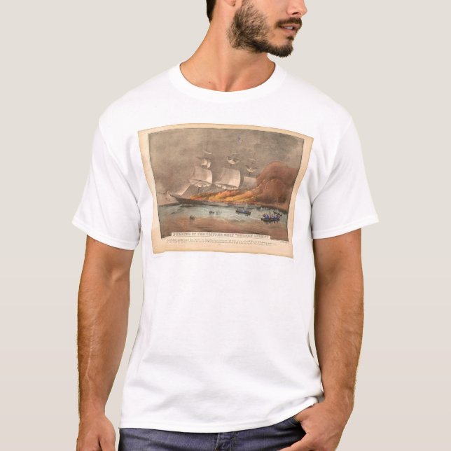 Camiseta Queimadura do navio de tosquiadeira "luz dourada" (Frente)