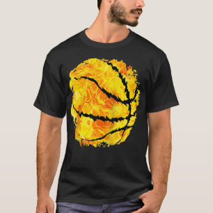 Camiseta Queimando basquete em chamas com contornos rasgado