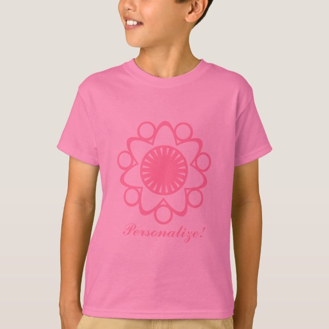 Camiseta Queimando com a Flor de Vida, Rosa (Frente)