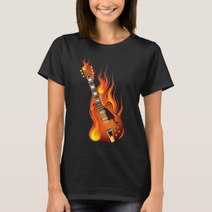 Camiseta Queimando em Fire Rock Guitar Heavy Metal Music