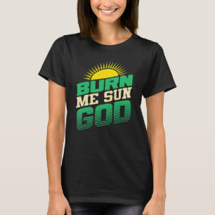 Camiseta Queime-me Deus do Sol Praia Férias de Verão Homen