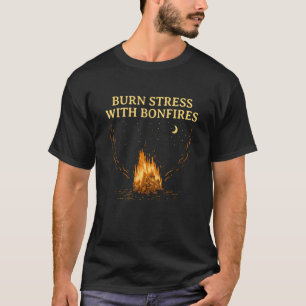 Camiseta Queime o Estresse com Fogueiras Camping Humor de C