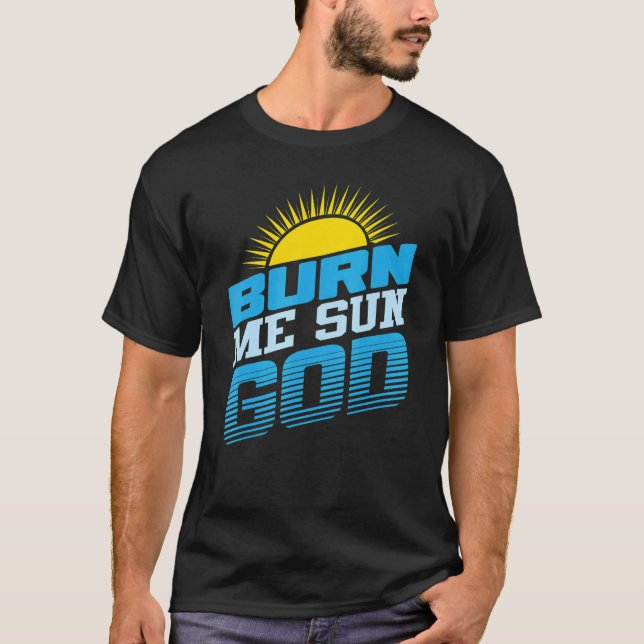 Camiseta Queimem-me Sun Deus Praia Férias de Verão Homens M (Frente)
