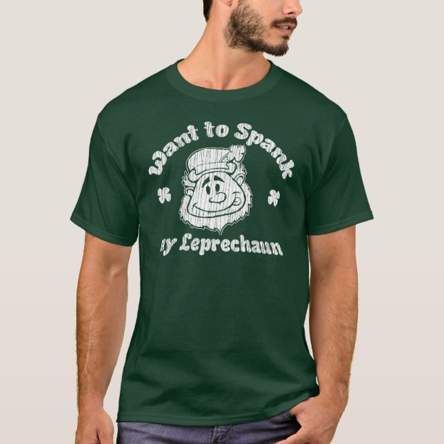 Camiseta Queira espancar meu Leprechaun? T-shirt irlandês (Frente)
