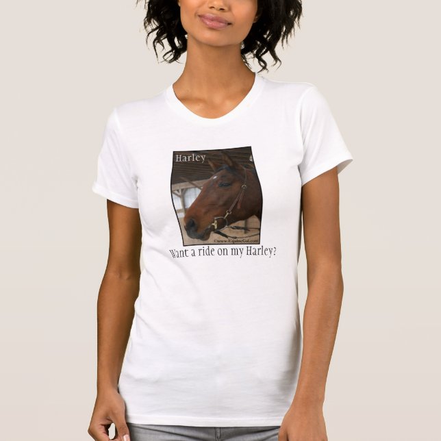 Camiseta Queira montar em meu Harley? T-shirt (Frente)