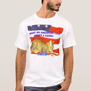 Camiseta Queira um gato americano?  Adote um feroz!