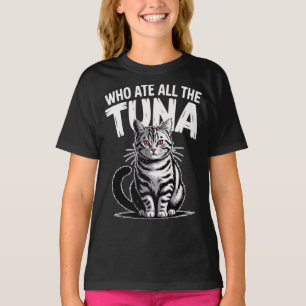 Camiseta Quem Comeu Todo o Atum Gato Bravo Engraçado