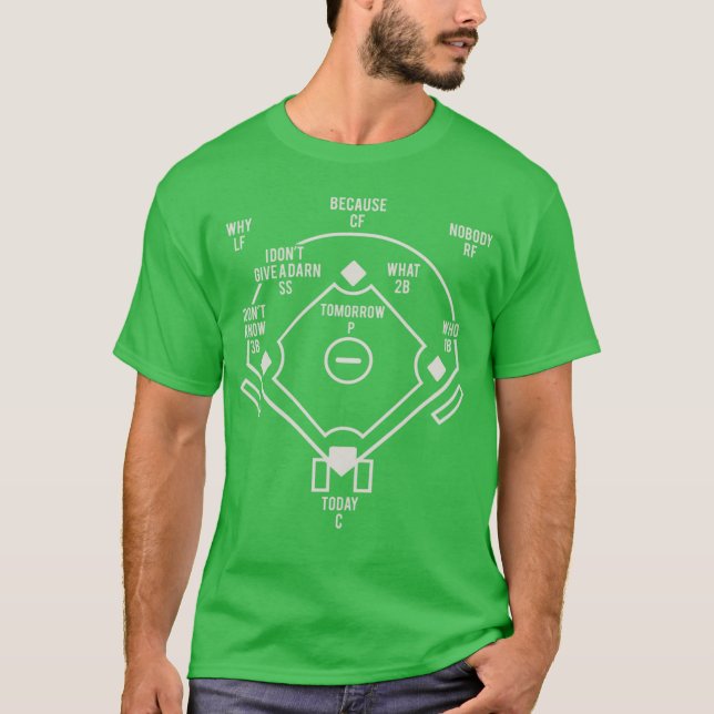 Camiseta Quem é o Primeiro Beisebol Clássico Abbott e Coste (Frente)