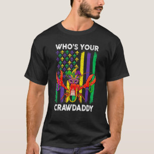 Camiseta Quem é o seu Crawdaddy Crawfish Jester Miçanga Eng