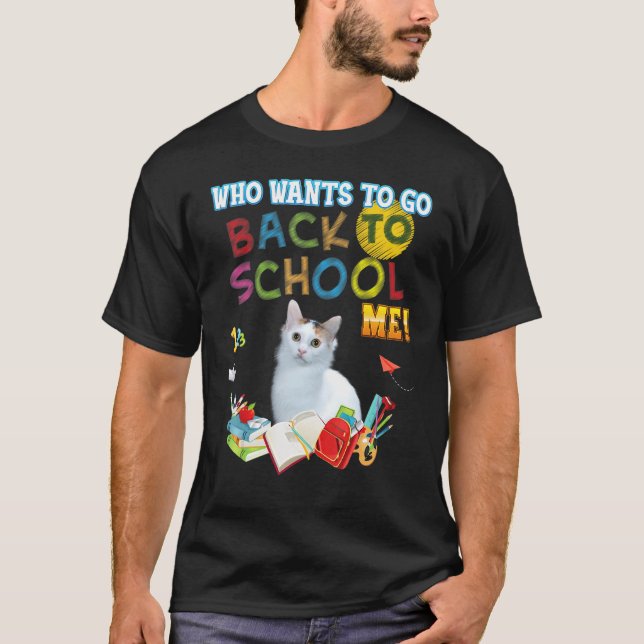Camiseta Quem Quer Voltar à Escola Eu Gato Bobtail Japonês (Frente)