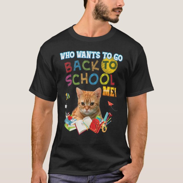 Camiseta Quem Quer Voltar A Me Ensinar Manx Cat Kid Studen (Frente)