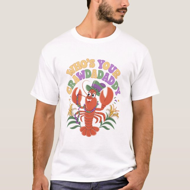 Camiseta Quem Seu Crawaddy Crawfish Jester Miçanga Mães Eng (Frente)
