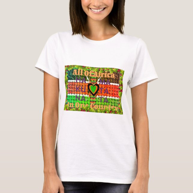 Camiseta Quênia: Toda a África em Um País - Bandeira Tecida (Frente)