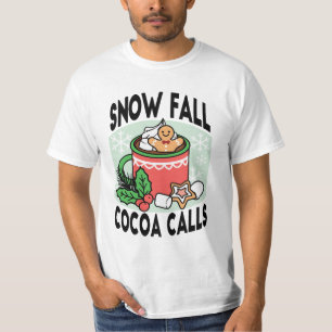 Camiseta Quente quente com a queda de neve chamada de cacau