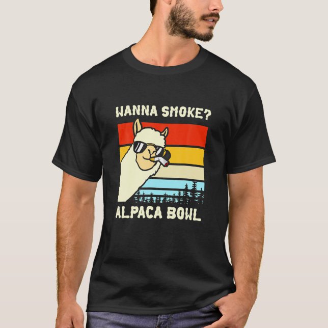 Camiseta Quer Fumar? Design de Tigela de Alpaca (Frente)