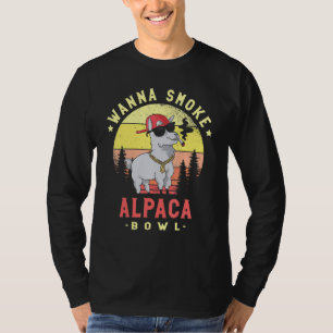 Camiseta Quer Fumar Tigela de Alpaca Mamífero Camelídeo Alp