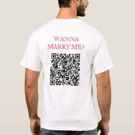 Camiseta Quer Me Casado Código QR De Trás Branco Engraçado