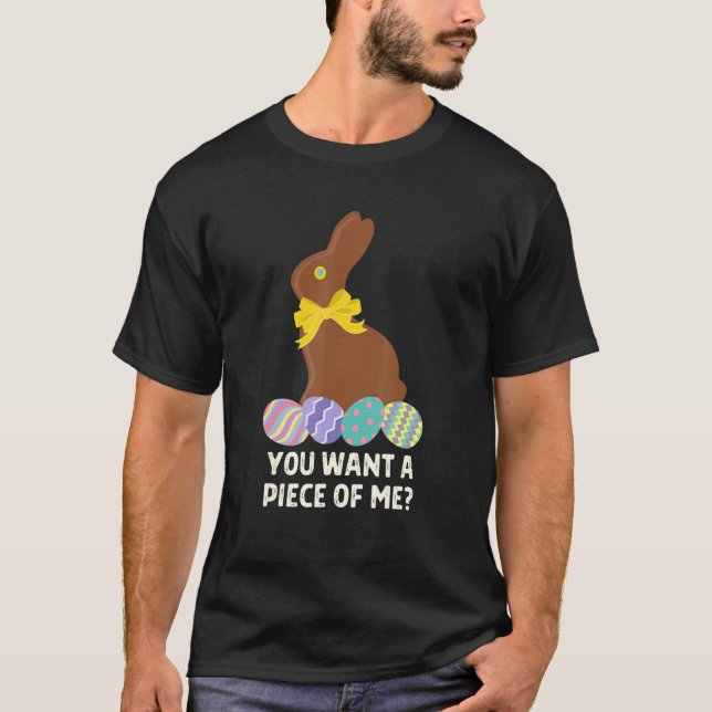 Camiseta Quer Um Pedaço De Mim Páscoa De Coelhinho De Choco (Frente)