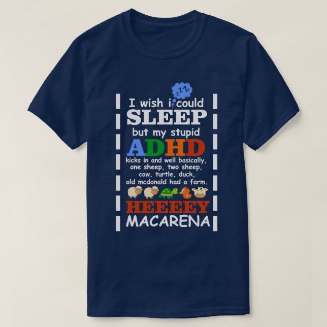 Camiseta Queria poder dormir, mas os meus estúpidos tiques  (Frente do Design)