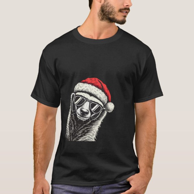 Camiseta Querida Badger Natal Santa Hat Pajama Engraçado Xm (Frente)