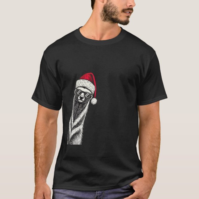 Camiseta Querida Badger Natal Santa Hat Pajama Engraçado Xm (Frente)