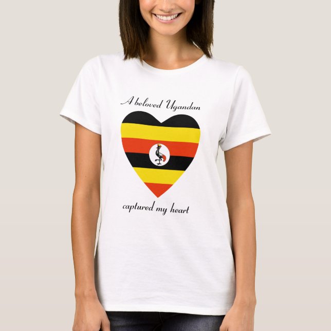 Camiseta Querida com a Bandeira de Uganda (Frente)
