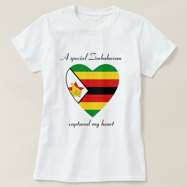 Camiseta Querida com a Bandeira do Zimbábue (Frente do Design)