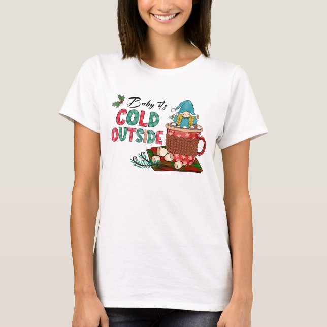 Camiseta Querida, está frio lá fora | Gnomo de Natal (Frente)