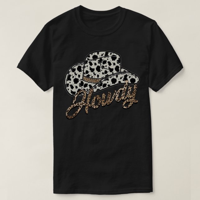 Camiseta Querida Howdy querida Howdy Chapéu-leopardo (Frente do Design)