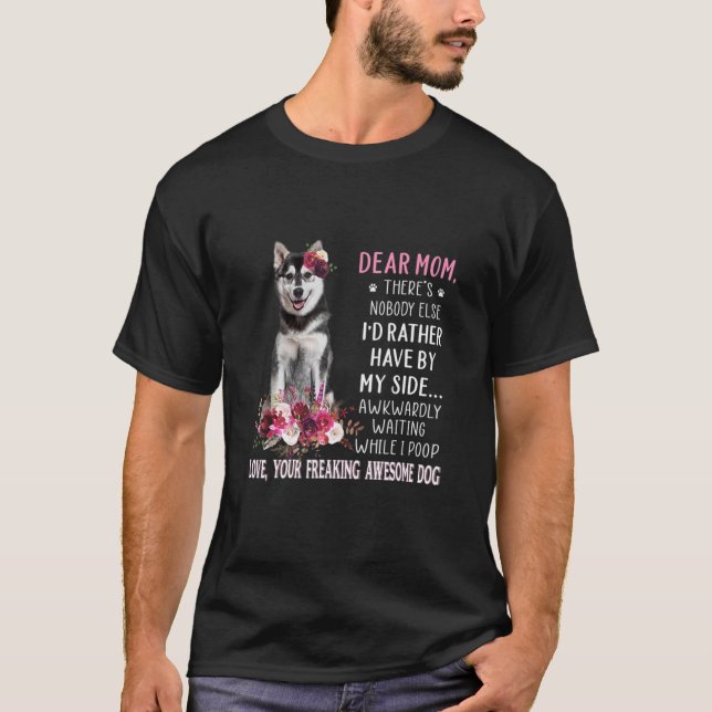 Camiseta Querida mãe, dona de cachorro, feliz Dia de as mãe (Frente)
