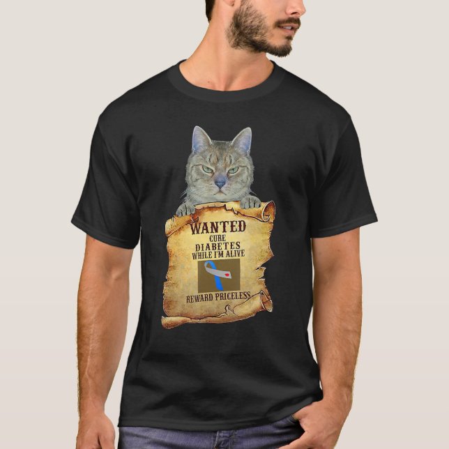 Camiseta Querido Gato de Diabetes Cura Enquanto vivo (Frente)