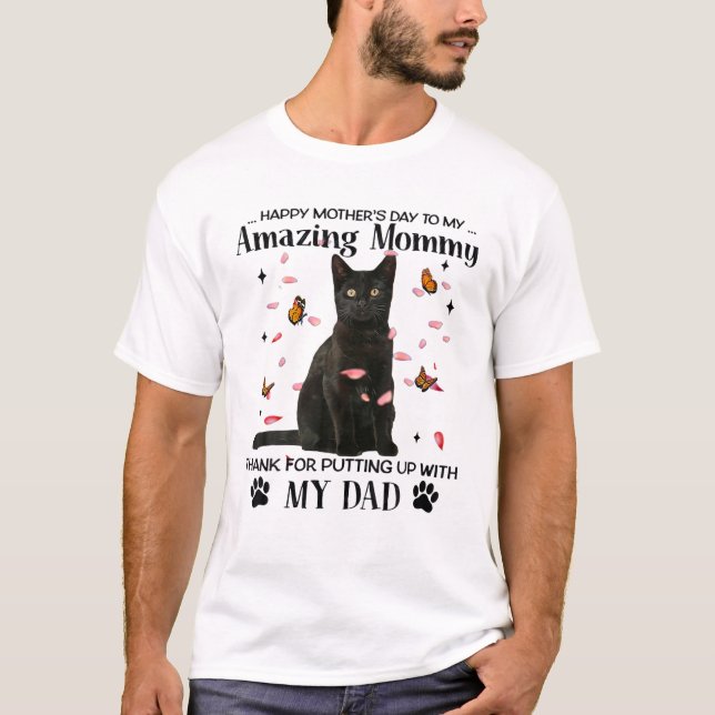 Camiseta Querido Gato Negro Feliz Dia Da Mãe Para Meu Incrí (Frente)