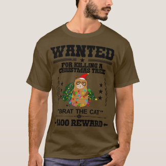 Camiseta Querido matar um Brat de Árvore de Natal o Gato 1