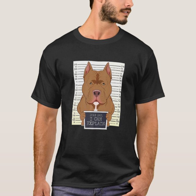 Camiseta Querido Pai Posso Explicar Eu Pitbull Pai Eu Pitbu (Frente)